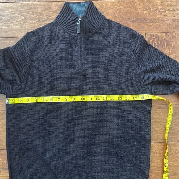 NWT Tasso Elba Quarter-Zip Mock Neck Cotton Brown Sweater Size S - Picture 11 of 13